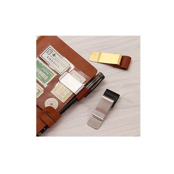 65mm不銹鋼+PU皮革筆夾