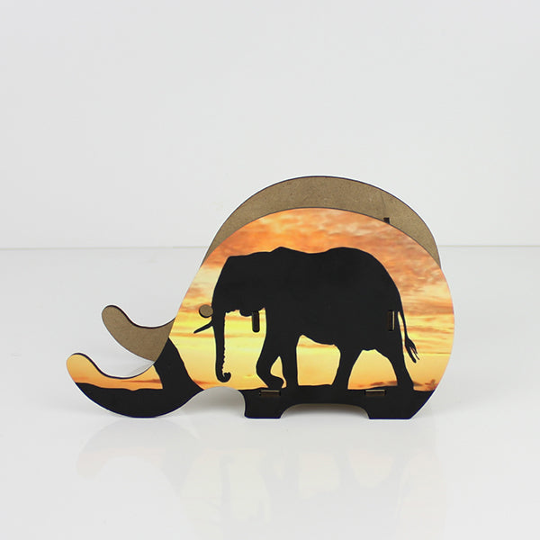 筆筒木製熱轉印手機架-大象造型