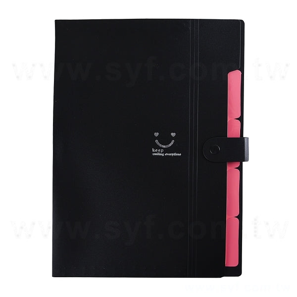 5格PVC文件夾-鈕扣撞色資料夾