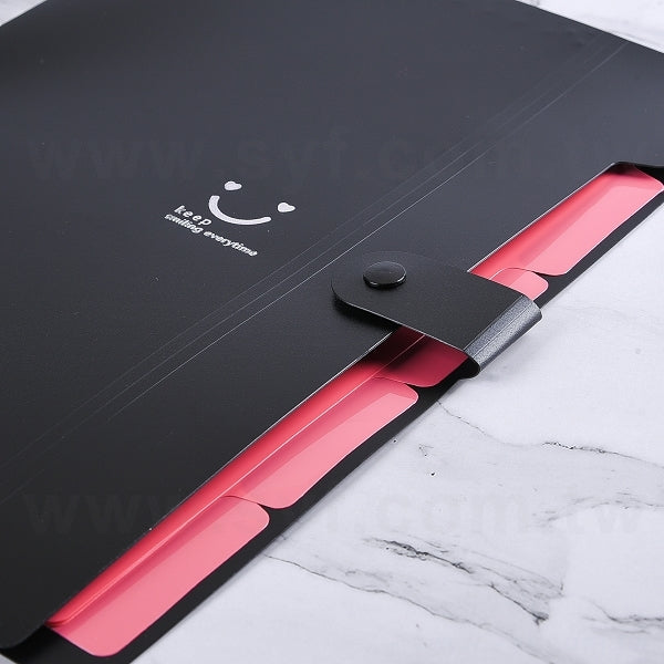 5格PVC文件夾-鈕扣撞色資料夾