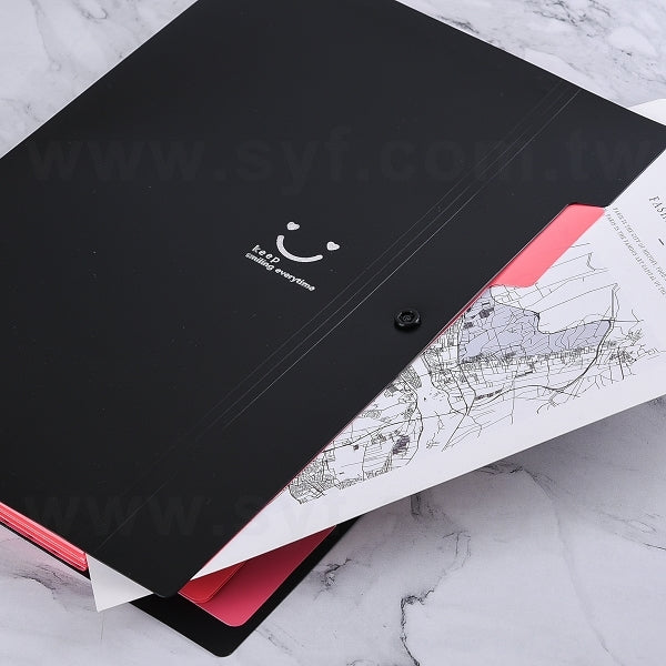 5格PVC文件夾-鈕扣撞色資料夾