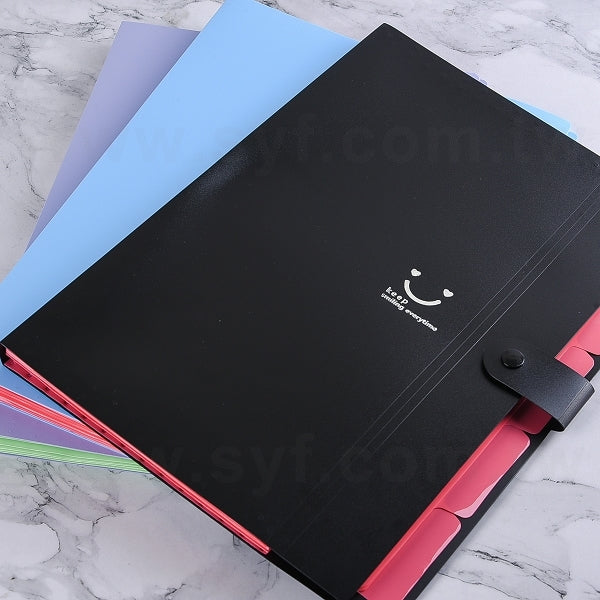 5格PVC文件夾-鈕扣撞色資料夾