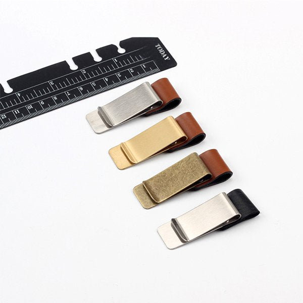 55mm不銹鋼+PU皮革筆夾