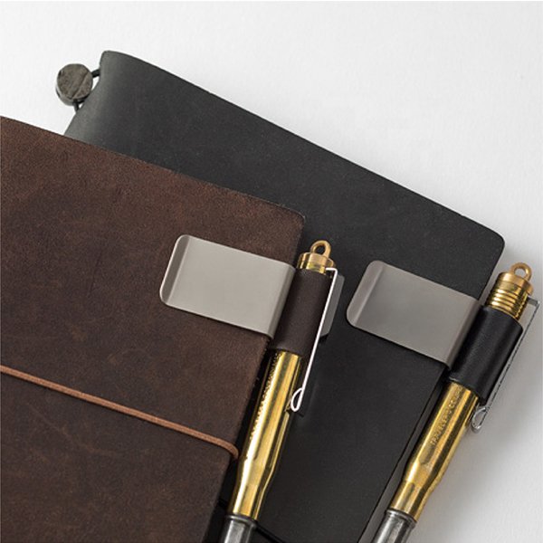 55mm不銹鋼+PU皮革筆夾