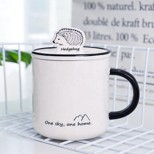 350ml動物陶瓷馬克杯-附手機架杯蓋