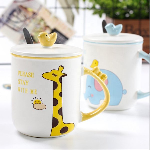 400ml3D動物陶瓷馬克杯-附杯蓋
