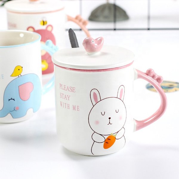 400ml3D動物陶瓷馬克杯-附杯蓋