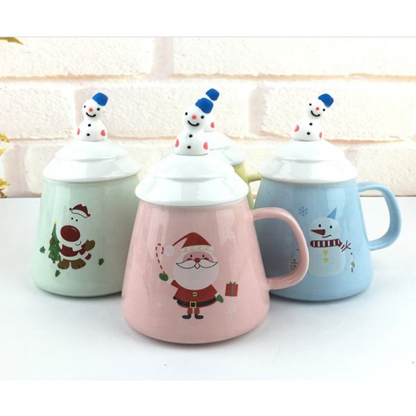 350ml雪人陶瓷馬克杯-附蓋子湯匙