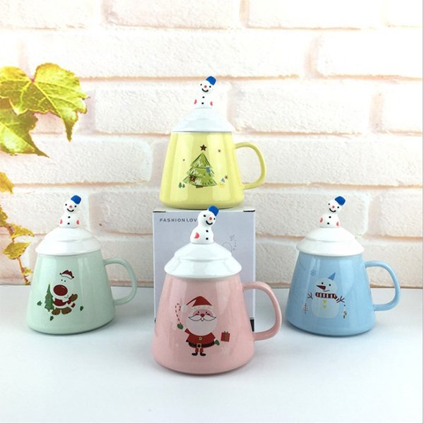 350ml雪人陶瓷馬克杯-附蓋子湯匙