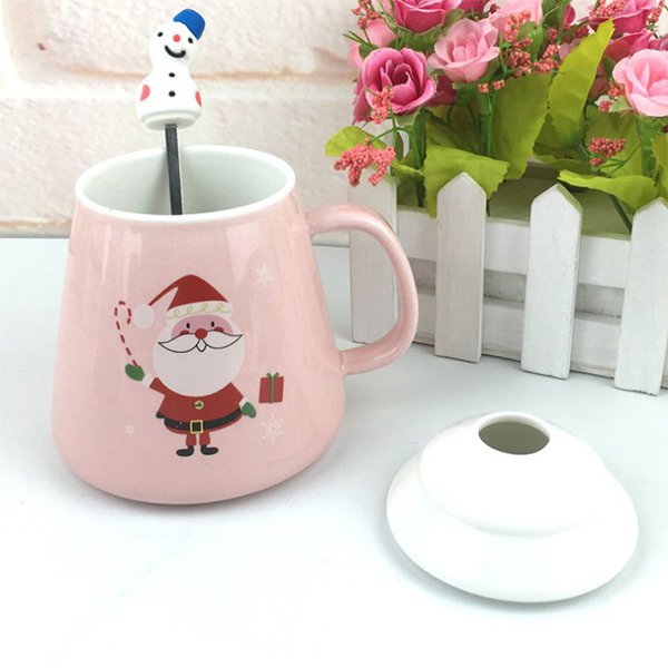 350ml雪人陶瓷馬克杯-附蓋子湯匙