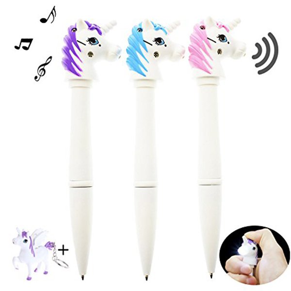 獨角獸造型發光錄音廣告筆