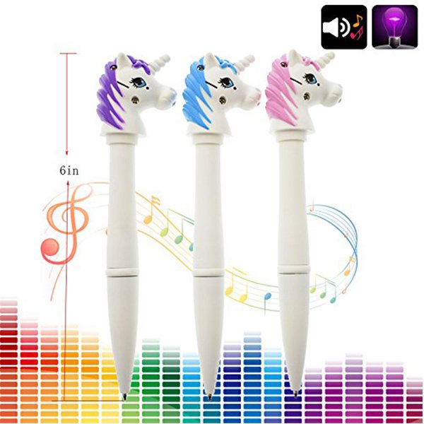 獨角獸造型發光錄音廣告筆