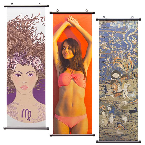 直式廣告掛軸-30x90cm塑膠桿-單面彩色印刷