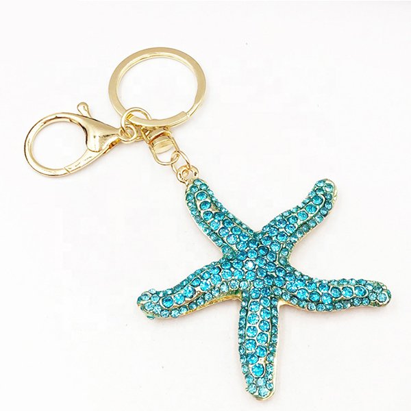 高品質金屬海星鑽石鑰匙圈