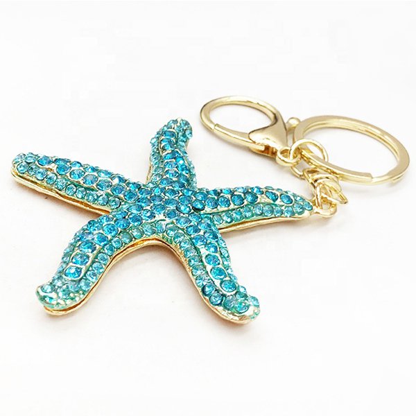 高品質金屬海星鑽石鑰匙圈