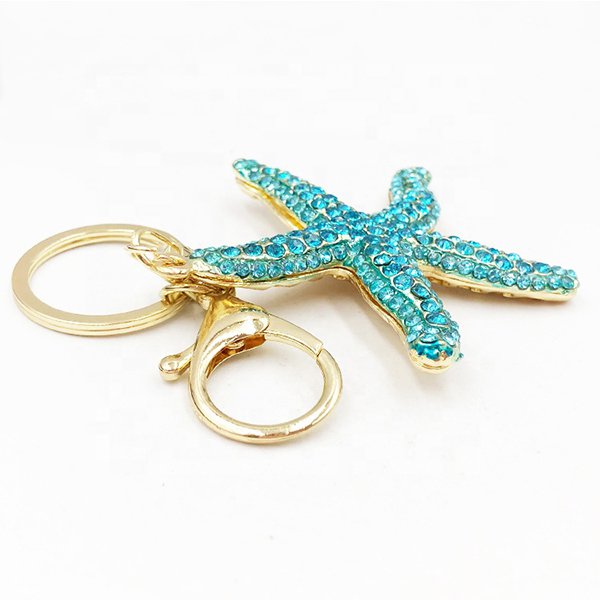 高品質金屬海星鑽石鑰匙圈