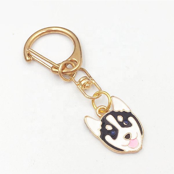 卡通金狗軟琺瑯迷你鑰匙扣