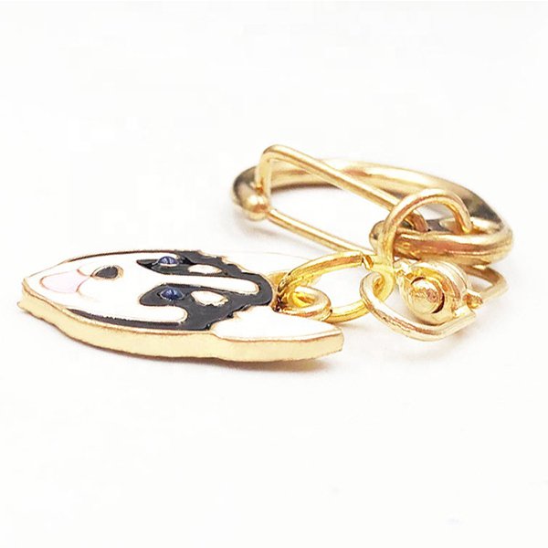 卡通金狗軟琺瑯迷你鑰匙扣