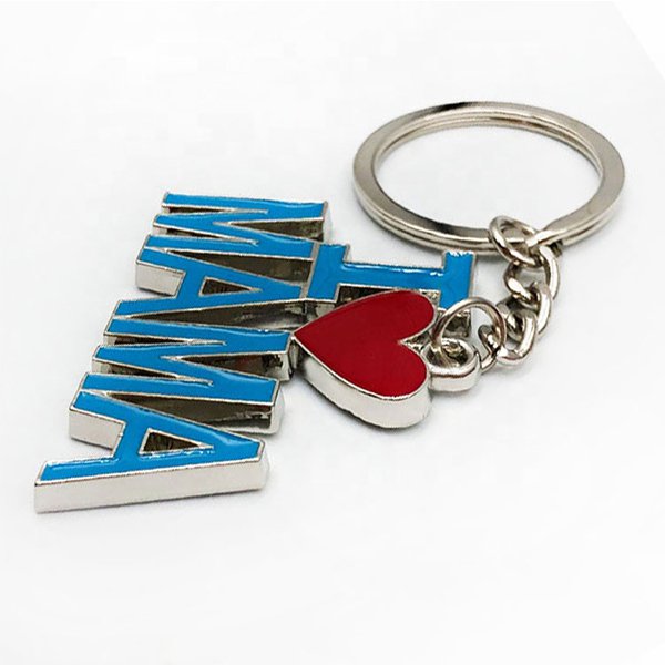 金屬剪裁軟琺瑯字母鑰匙圈