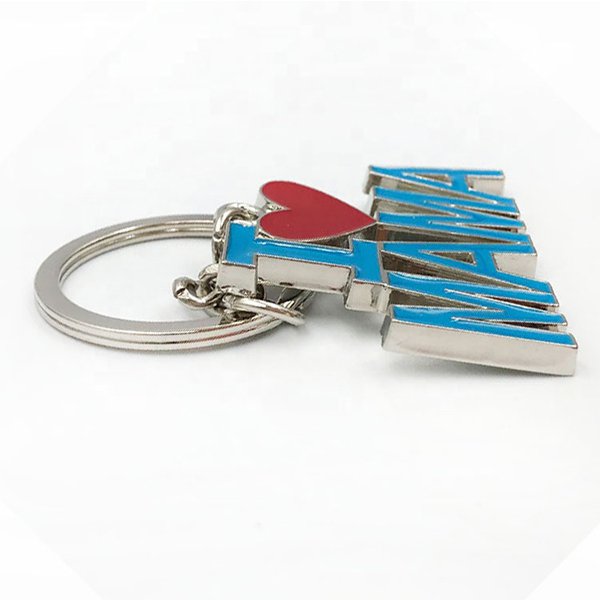 金屬剪裁軟琺瑯字母鑰匙圈