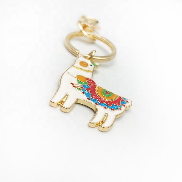 軟琺瑯可愛草泥馬形狀鑰匙圈