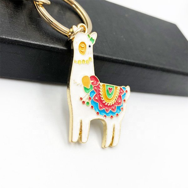 軟琺瑯可愛草泥馬形狀鑰匙圈