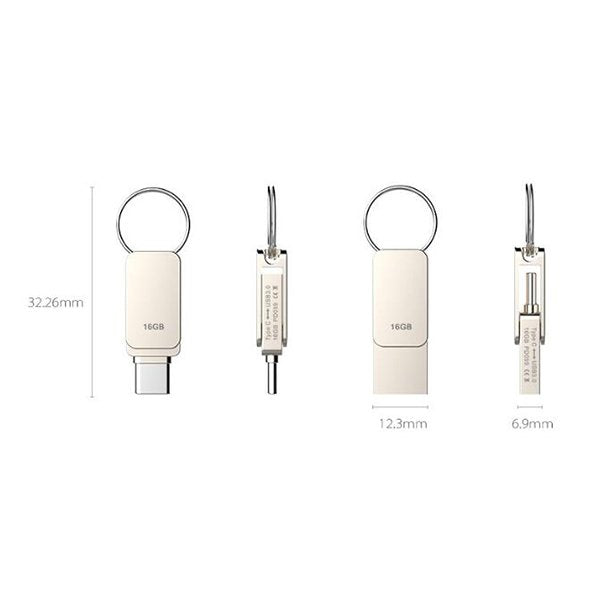 鑰匙圈金屬隨身碟-USB+Type C