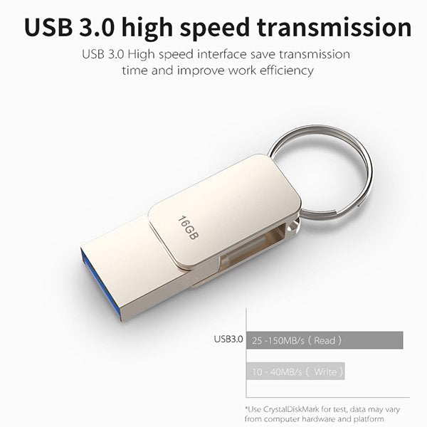 鑰匙圈金屬隨身碟-USB+Type C