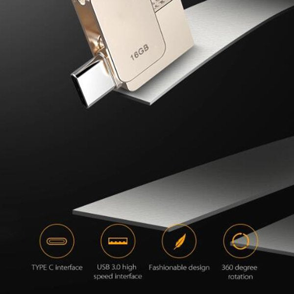 鑰匙圈金屬隨身碟-USB+Type C