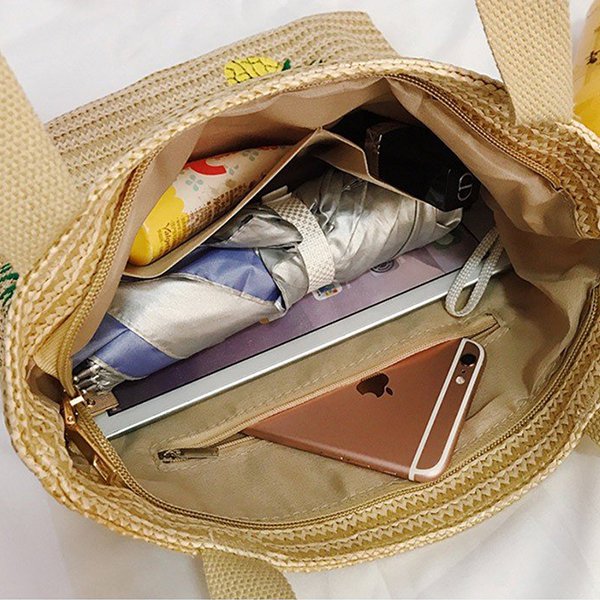 草編刺繡沙灘包