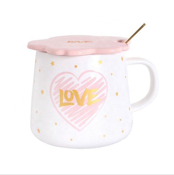 480ml花朵造型陶瓷馬克杯