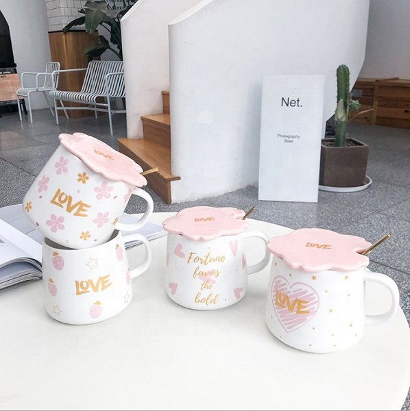 480ml花朵造型陶瓷馬克杯