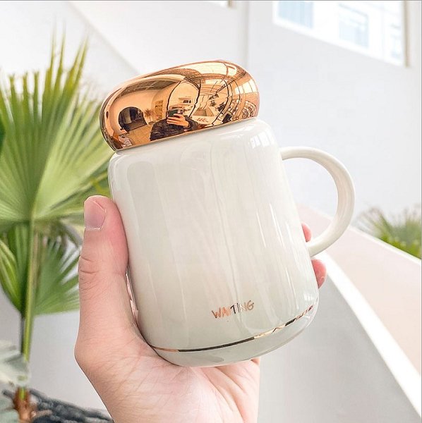 400ml鏡面杯蓋陶瓷馬克杯