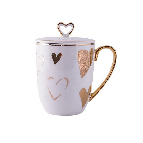 400ml愛心陶瓷馬克杯-附蓋子