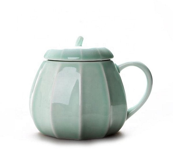 300ml南瓜造型陶瓷馬克杯-附蓋子