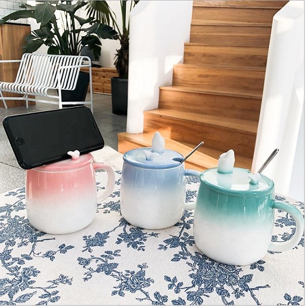 400ml海豚漸層陶瓷馬克杯