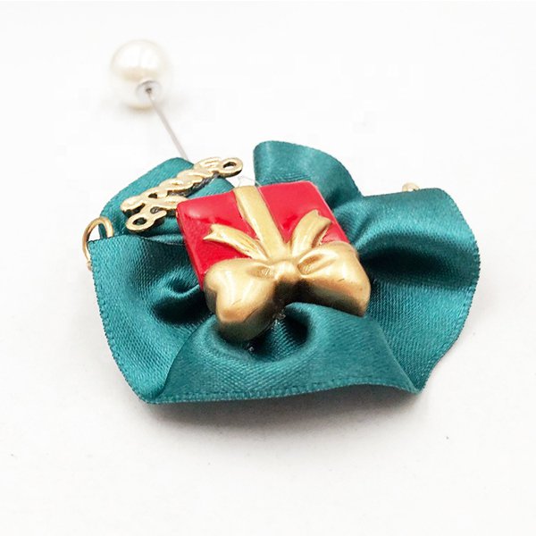 聖誕金屬緞帶領花徽章