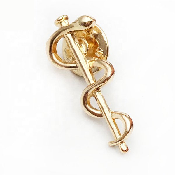 金屬鍍金立體蛇形徽章