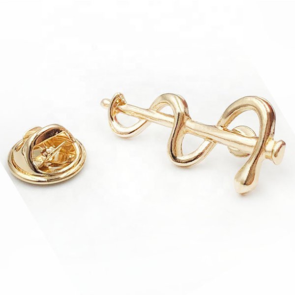 金屬鍍金立體蛇形徽章