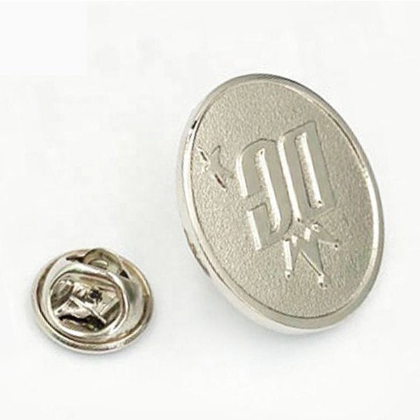 圓形銀色金屬砂面別針