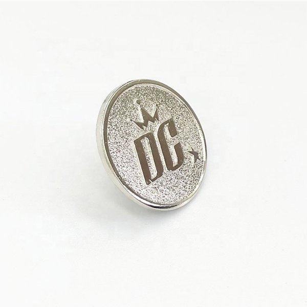 圓形銀色金屬砂面別針
