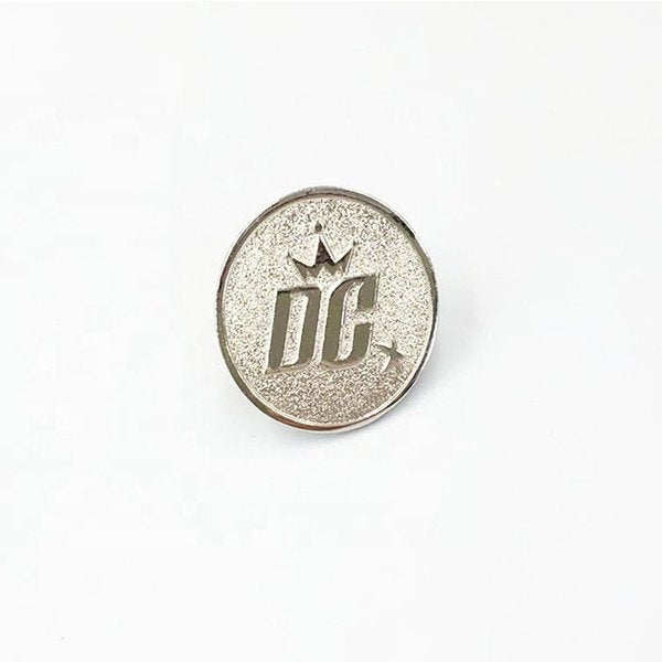 圓形銀色金屬砂面別針