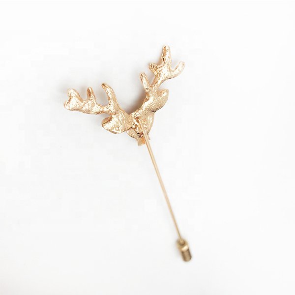 金屬長胸針3D金鹿長別針