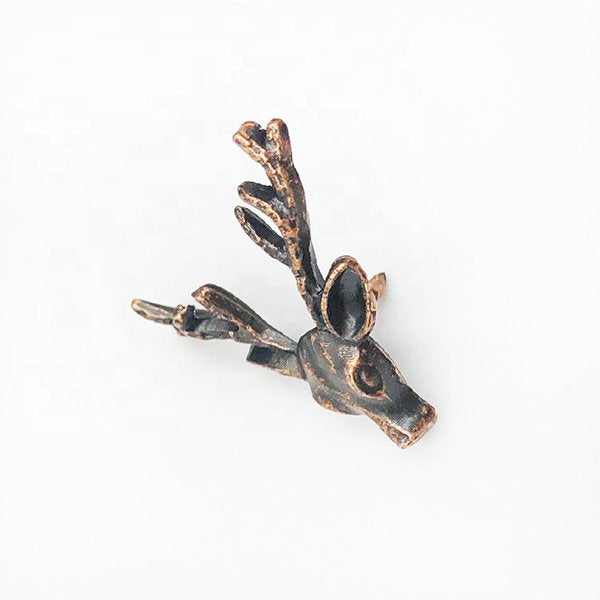 仿古銅鹿頭襯衫胸針西裝針