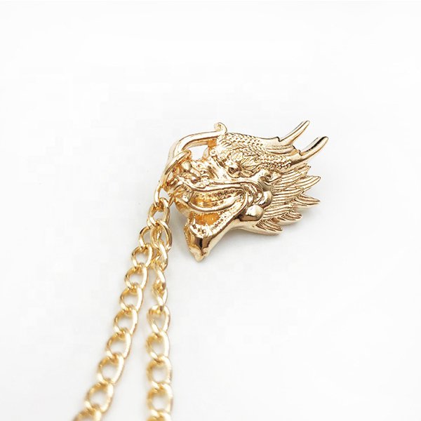 時尚金屬龍鑽石流蘇鍊別針