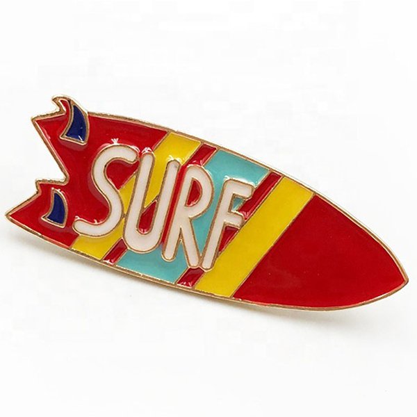 軟搪瓷金屬衝浪板造型胸章