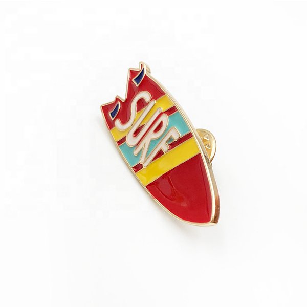 軟搪瓷金屬衝浪板造型胸章