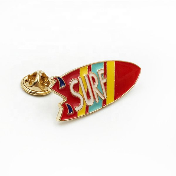軟搪瓷金屬衝浪板造型胸章
