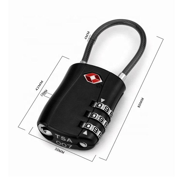 三位碼鋅合金TSA密碼鎖-電纜卸扣