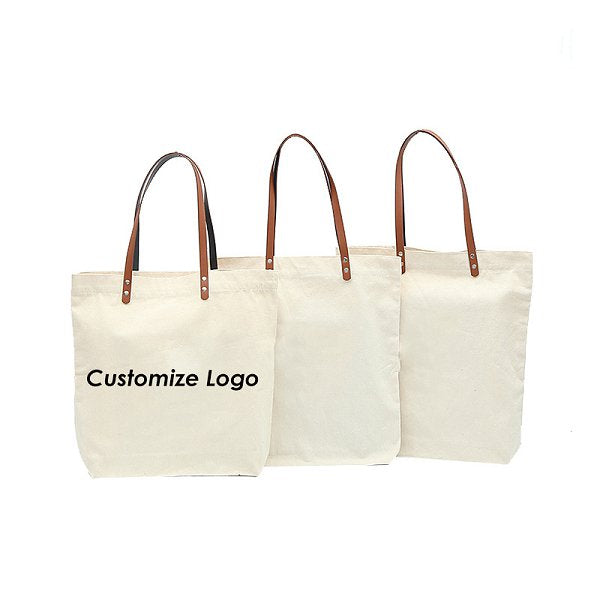 PU皮革提把帆布袋-簡約單肩包